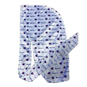 Champion White Durag with Blue and Red Logo